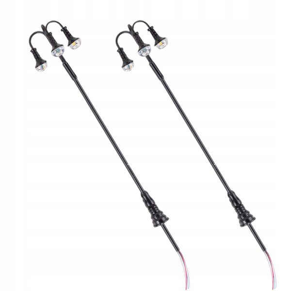 Lot de 2 mini lampadaires pour décorations de modélisme 1:87 LED blanche