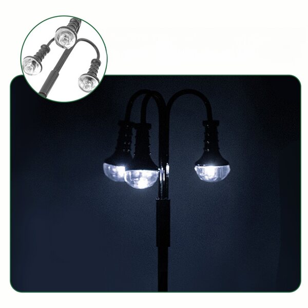 Lot de 2 mini lampadaires pour décorations de modélisme 1:87 LED blanche