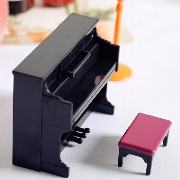 Mini Pianoforte Nero con Sgabello e Spartito - Modello Decorativo e Giocattolo