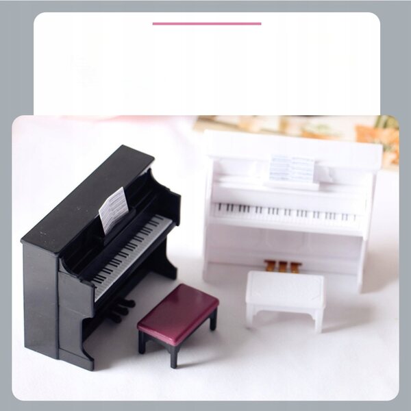 Mini Pianoforte Nero con Sgabello e Spartito - Modello Decorativo e Giocattolo