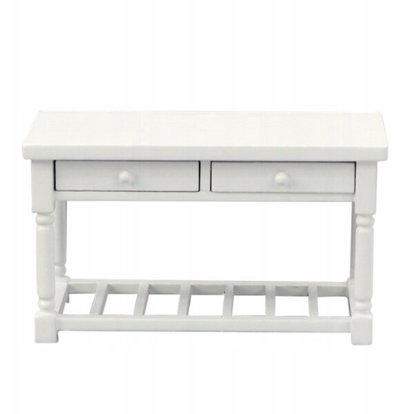 Mini modello tavolo in legno bianco per decorazione casa delle bambole