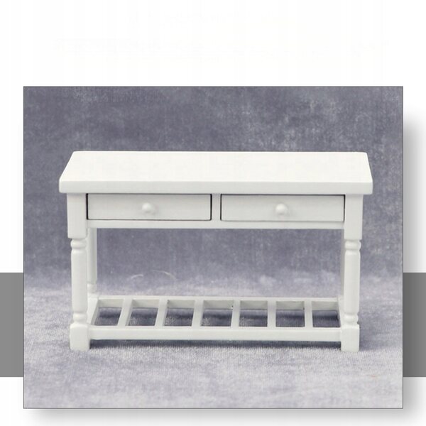 Mini modello tavolo in legno bianco per decorazione casa delle bambole