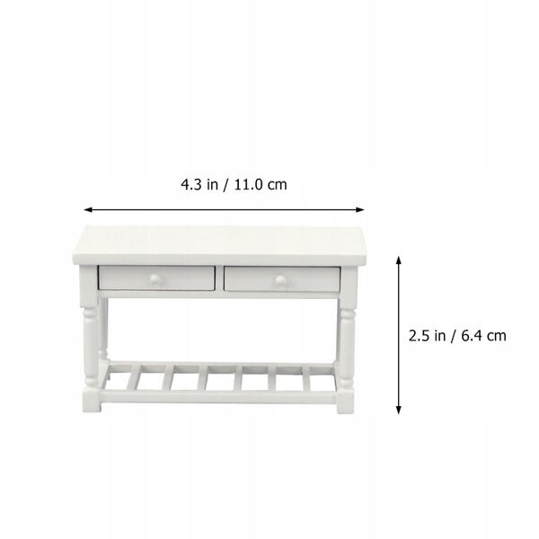 Mini modello tavolo in legno bianco per decorazione casa delle bambole