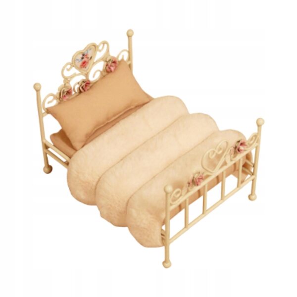 Letto Miniatura in Metallo Decorato per Casa delle Bambole Scala 1:12 Bianco