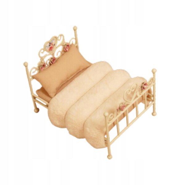 Letto Miniatura in Metallo Decorato per Casa delle Bambole Scala 1:12 Bianco