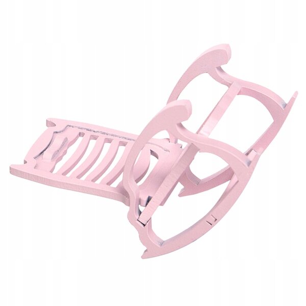 Mini Poltrona A Dondolo in Legno Rosa per Casa delle Bambole 1:12