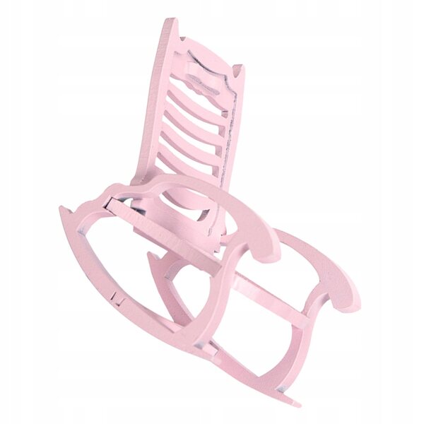 Mini Poltrona A Dondolo in Legno Rosa per Casa delle Bambole 1:12