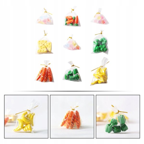 Miniature Cibo Giocattolo per Case delle Bambole - Set 9 Buste Colorate