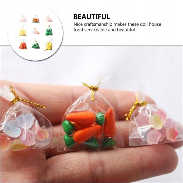 Miniature Cibo Giocattolo per Case delle Bambole - Set 9 Buste Colorate