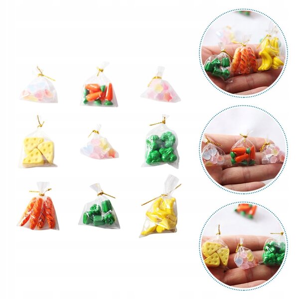 Miniature Cibo Giocattolo per Case delle Bambole - Set 9 Buste Colorate