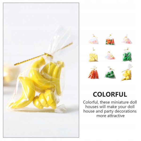 Miniature Cibo Giocattolo per Case delle Bambole - Set 9 Buste Colorate