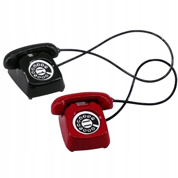 Mini Modello Telefono Retro in Metallo 2 Pezzi Decorazione e Gioco Educativo