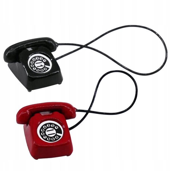 Mini Modello Telefono Retro in Metallo 2 Pezzi Decorazione e Gioco Educativo