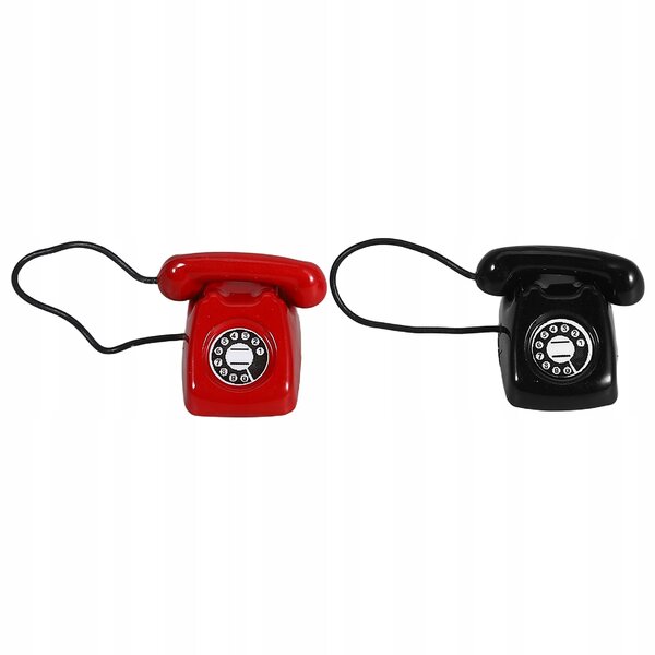 Mini Modello Telefono Retro in Metallo 2 Pezzi Decorazione e Gioco Educativo