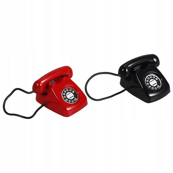 Mini Modello Telefono Retro in Metallo 2 Pezzi Decorazione e Gioco Educativo