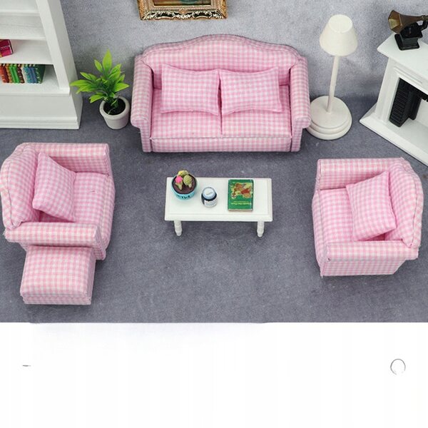 Miniatur-Sofa in Rosa für das Puppenhaus – realistische und sichere Miniaturmöbel