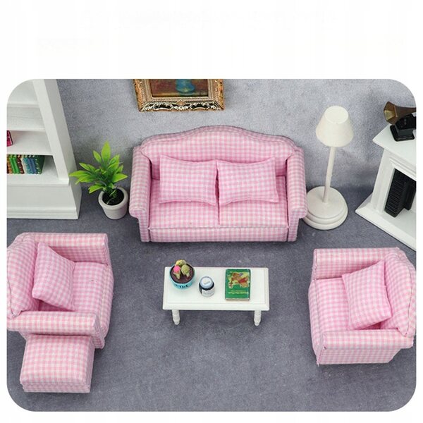 Miniatur-Sofa in Rosa für das Puppenhaus – realistische und sichere Miniaturmöbel