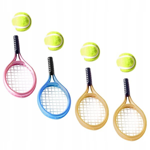 Miniatur-Tennisschläger und Bälle-Set für die Puppenhaus-Dekoration