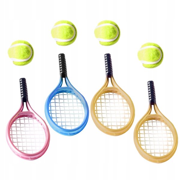 Set Miniature Racchette e Palline da Tennis per Decorazione Casa delle Bambole