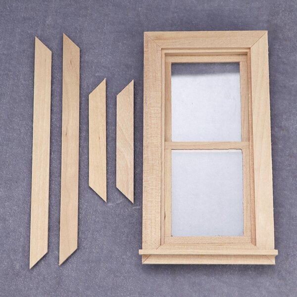 Miniatuur houten raam voor poppenhuis 1:12 decoratie 9x14 cm