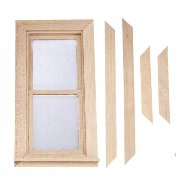 Miniatuur houten raam voor poppenhuis 1:12 decoratie 9x14 cm