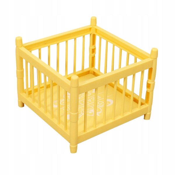 Culla e box in miniatura 1:12 per casa delle bambole - Mini giocattolo giallo