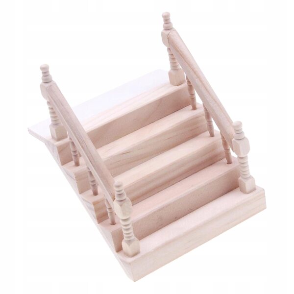 Miniatura Scala con Corrimano in Legno per Casa delle Bambole 1:12