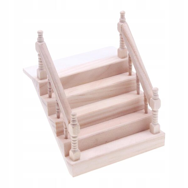 Miniatura Scala con Corrimano in Legno per Casa delle Bambole 1:12