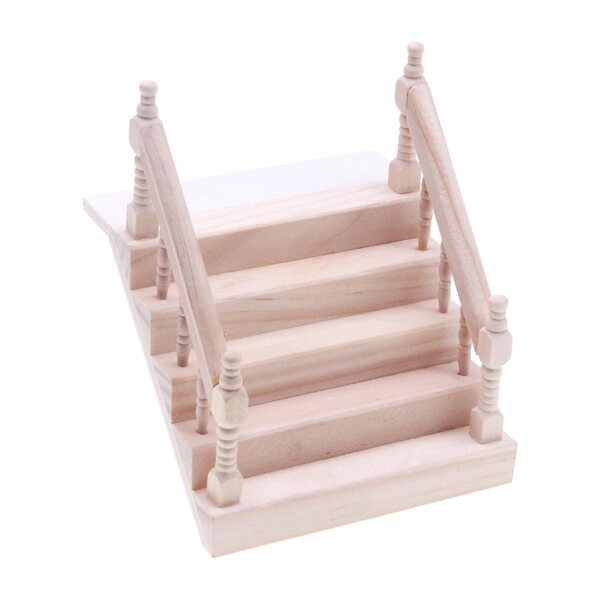 Miniatura Scala con Corrimano in Legno per Casa delle Bambole 1:12