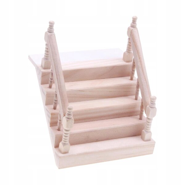 Miniatura Scala con Corrimano in Legno per Casa delle Bambole 1:12