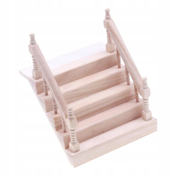 Miniatura Scala con Corrimano in Legno per Casa delle Bambole 1:12