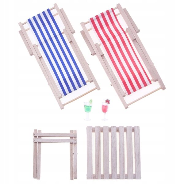 Mini Set Sedia e Tavolino da Spiaggia in Legno per Decorazioni e Gioco Bambini