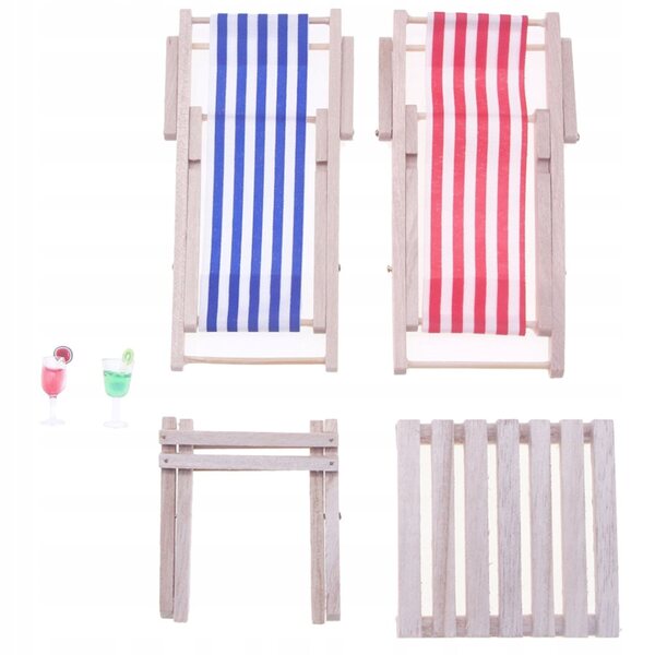Mini Set Sedia e Tavolino da Spiaggia in Legno per Decorazioni e Gioco Bambini