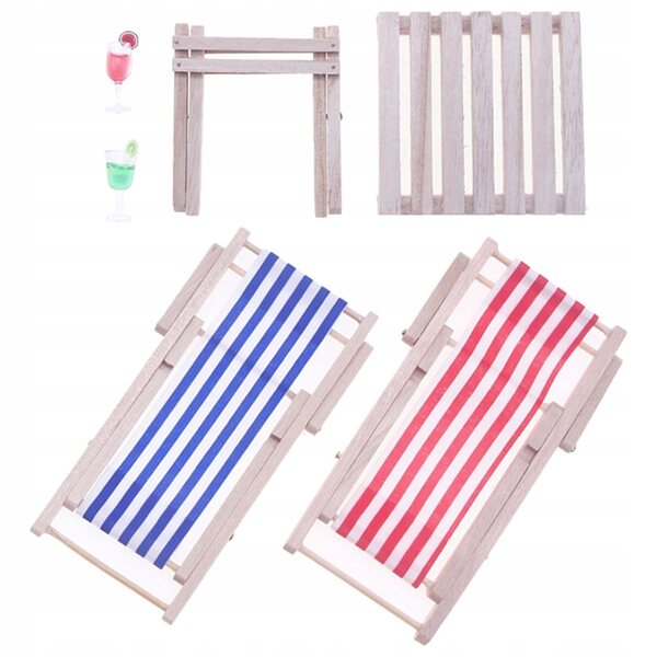 Mini Set Sedia e Tavolino da Spiaggia in Legno per Decorazioni e Gioco Bambini