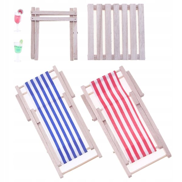 Mini Set Sedia e Tavolino da Spiaggia in Legno per Decorazioni e Gioco Bambini