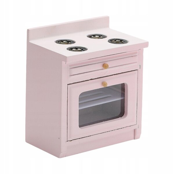 Mini cucina a gas in legno rosa per casa delle bambole e decorazioni creative