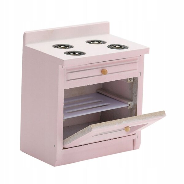 Mini cucina a gas in legno rosa per casa delle bambole e decorazioni creative
