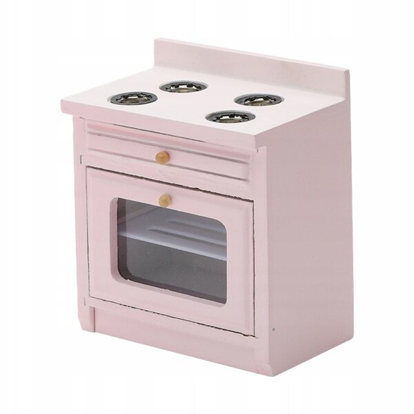 Mini cucina a gas in legno rosa per casa delle bambole e decorazioni creative