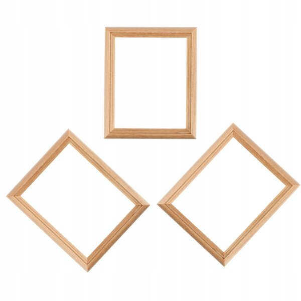 Set 3 Cornici Miniature in Legno Beige per Case delle Bambole 1:12