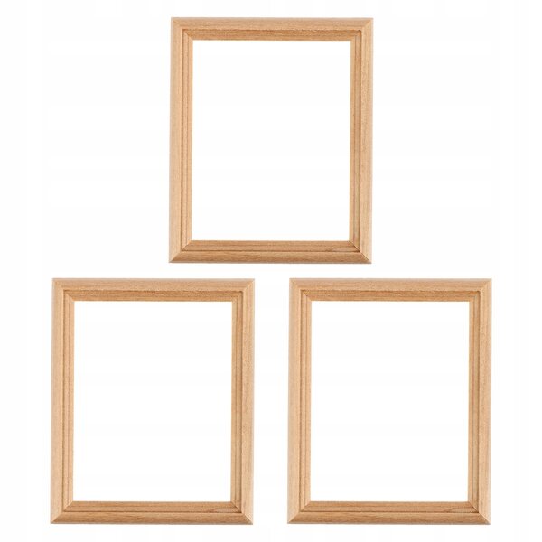 Set 3 Cornici Miniature in Legno Beige per Case delle Bambole 1:12