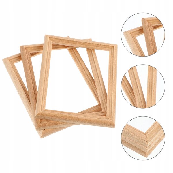 Set 3 Cornici Miniature in Legno Beige per Case delle Bambole 1:12