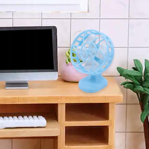 Mini ventilatore da casa delle bambole scala 1:12 decorazione realistica blu