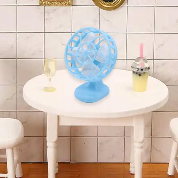Mini ventilatore da casa delle bambole scala 1:12 decorazione realistica blu