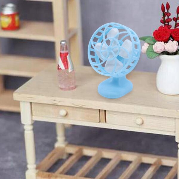 Mini ventilatore da casa delle bambole scala 1:12 decorazione realistica blu