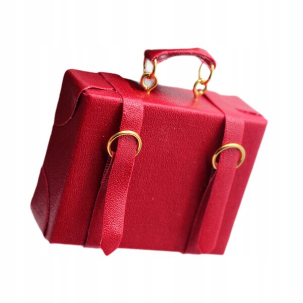 Miniatura in Legno Valigia 1/6 1/12 per Casa delle Bambole Rosso