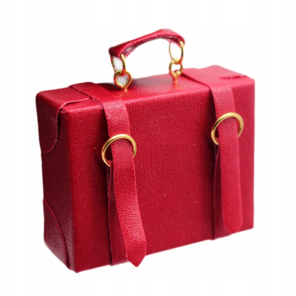 Miniatura in Legno Valigia 1/6 1/12 per Casa delle Bambole Rosso