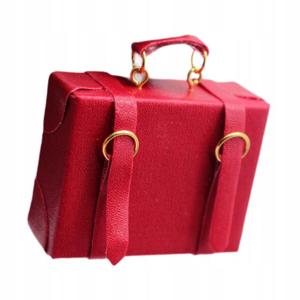 Miniatura in Legno Valigia 1/6 1/12 per Casa delle Bambole Rosso