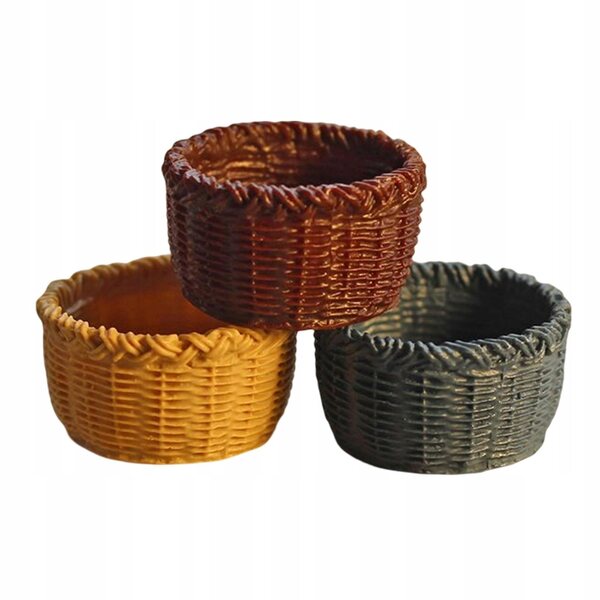 Set 3 Mini Cesti in Resina per Casa delle Bambole Scala 1:12 Blu