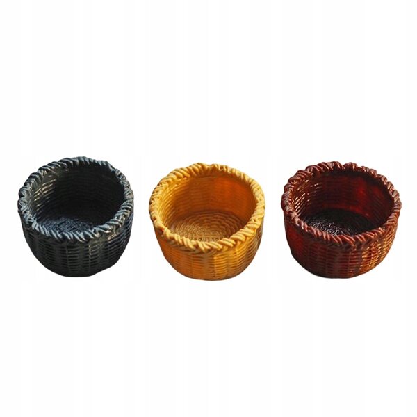 Set 3 Mini Cesti in Resina per Casa delle Bambole Scala 1:12 Blu