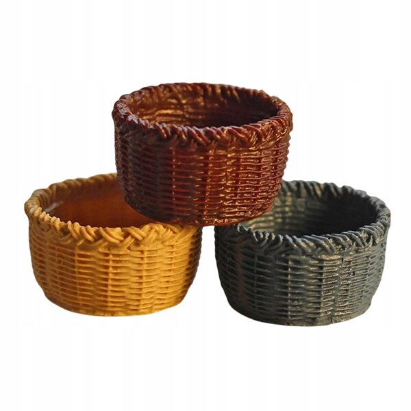 Set 3 Mini Cesti in Resina per Casa delle Bambole Scala 1:12 Blu
